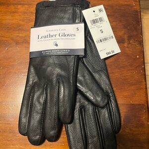 Charter Club Black Leather Gloves